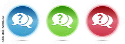 Question mark bubble icon glass round buttons set illustration