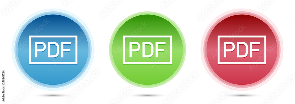 PDF icon glass round buttons set illustration PDF icon glass round buttons set illustration