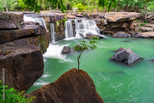 smooth flow a Tadtone Waterfall in Chaiyaphum Thailand photo