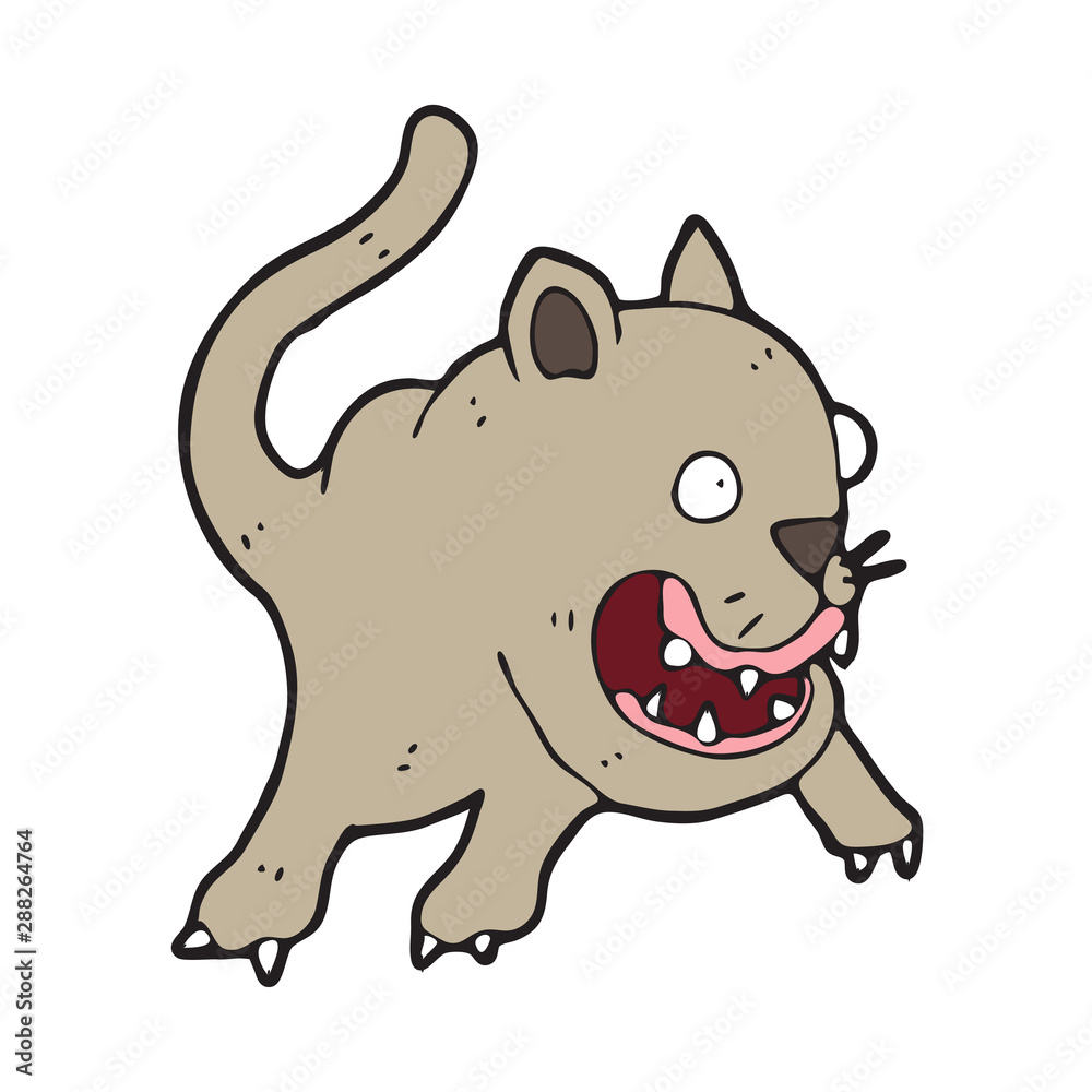 digitally drawn illustration fierce cat design. hand drawing style