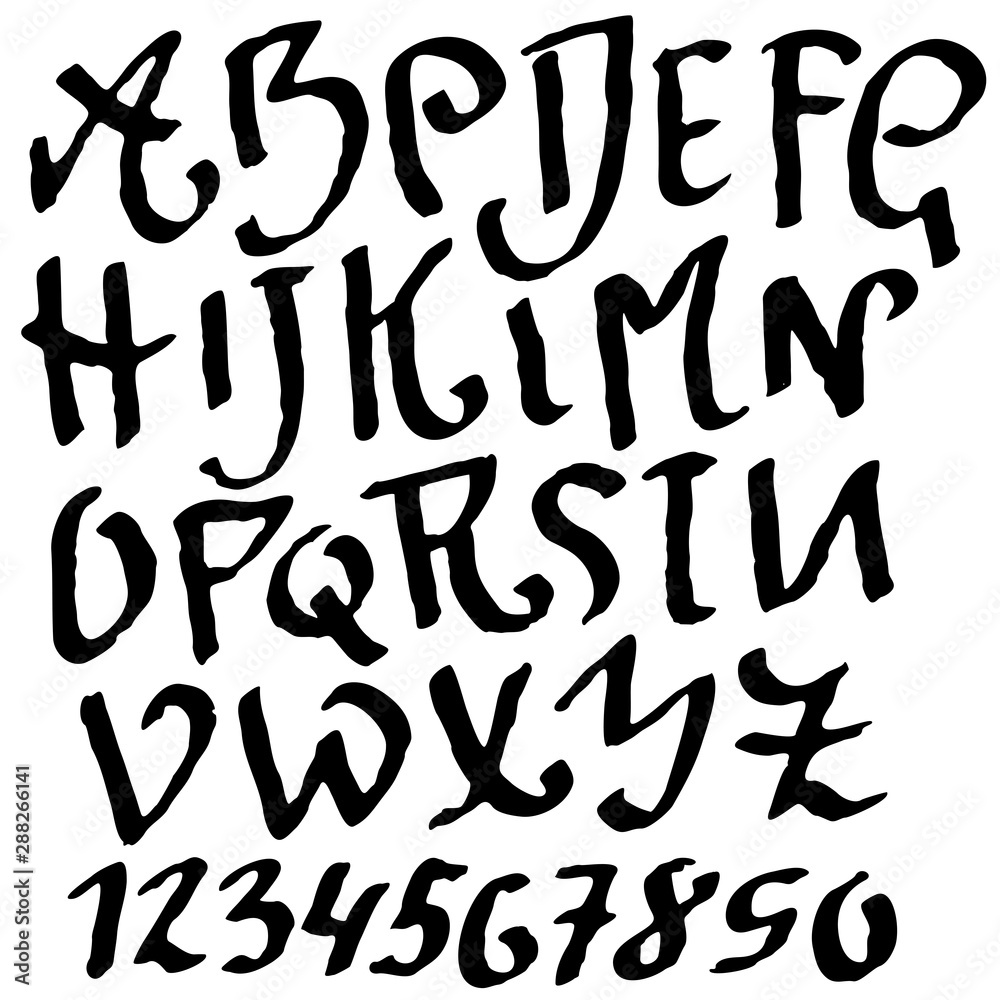 Hand drawn brush font. Modern brush lettering. Grunge style alphabet. Vector illustration. Hand drawn brush font. Modern brush lettering. Grunge style alphabet. Vector illustration.