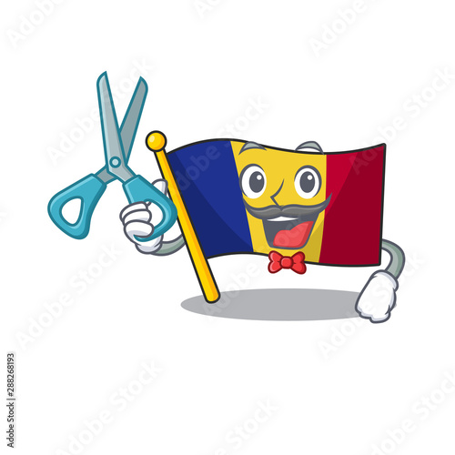 Barber flag romania isolated with the mascot