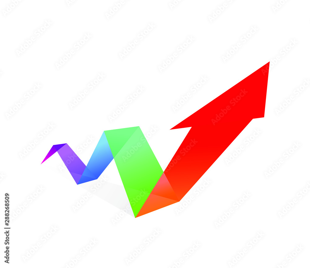 Arrow illustration. Vector. Rising prices, currencies and inflation. The game on the stock exchange. Icon, logo for a financial company. Arrow illustration. Vector. Rising prices, currencies and inflation. The game on the stock exchange. Icon, logo for a financial company.