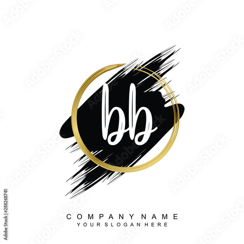 BB initials handwriting logo, with brush template and brush circle