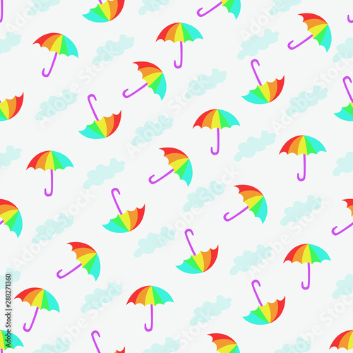 Seamless pattern with umbrella. Children print, textile design.