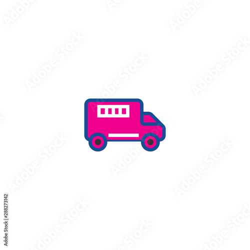 Flat set on red backdrop. Vector concept. Car wheel. Icon set. Bus icon vector.