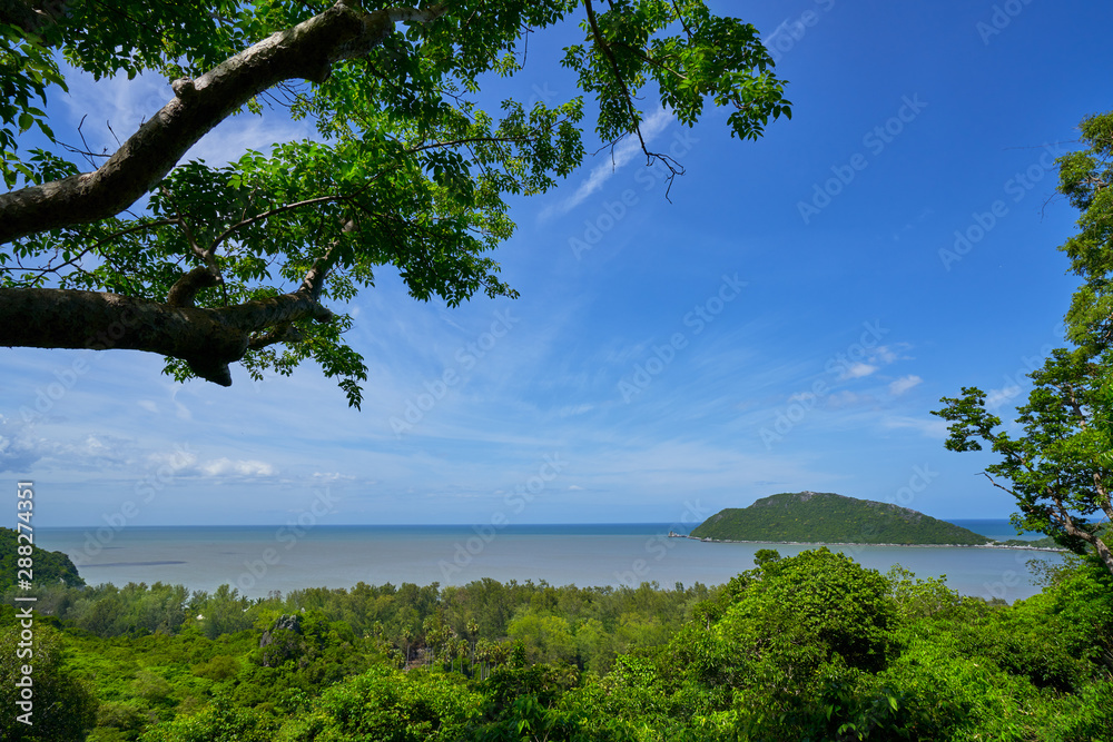 sam roi yod view point of seascape with clear blue sky