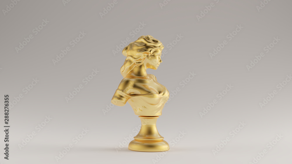 Gold Female Bust Sculpture Right View 3d illustration 3d render Gold Female Bust Sculpture Right View 3d illustration 3d render