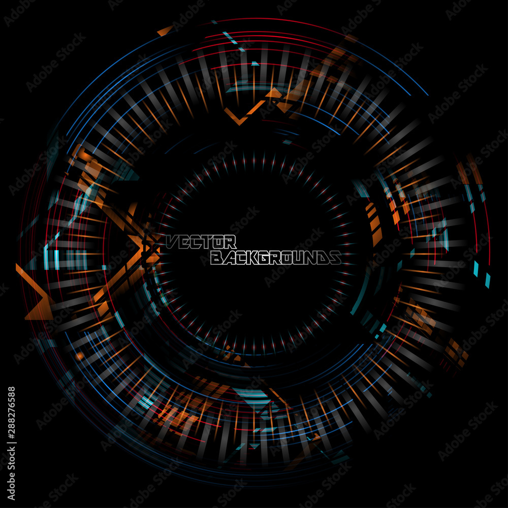 Abstract tech colors round motion concept on a black scene vector wallpaper backgrounds Abstract tech colors round motion concept on a black scene vector wallpaper backgrounds