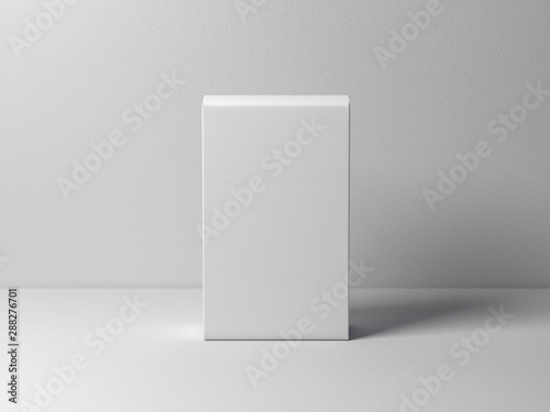 White textured cardboard box mockup on white table
