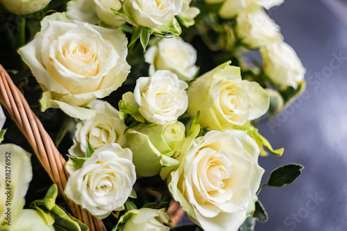 White roses in bouquet