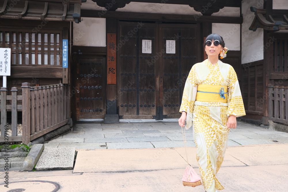 woman with kimono at house