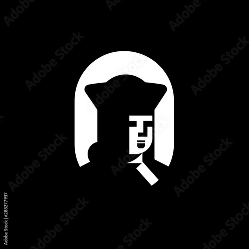 Renaissance man portrait. Vector Logotype. 