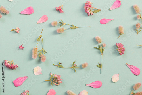 patter with wild flowers on paper background