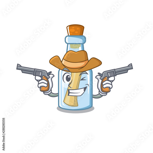 Cowboy message in bottle isolated with cartoon