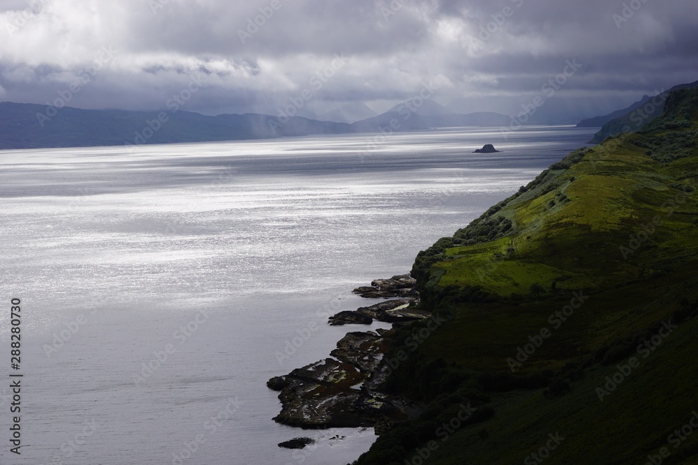 Coastline in Scotland in cloudy wather Coastline in Scotland in cloudy wather