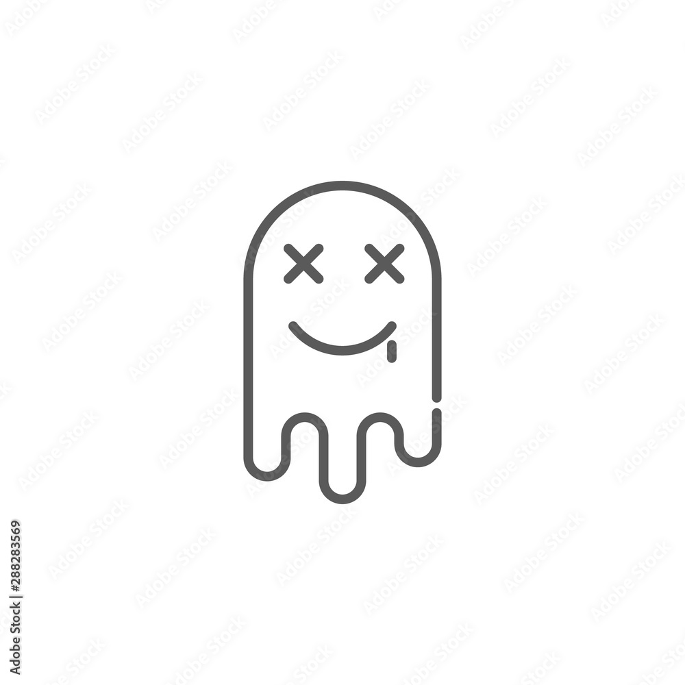 Funny Ghost icon in linear style on white background. Funny Ghost icon in linear style on white background.