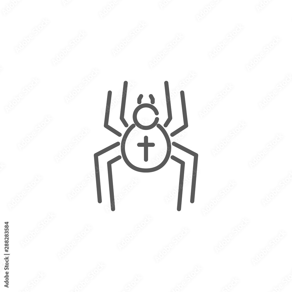 Spider icon in linear style on white background. Spider icon in linear style on white background.