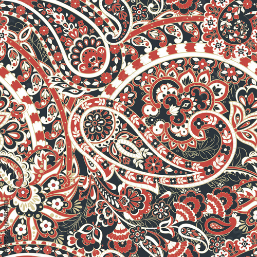 Paisley seamless pattern. Vector Vintage background in batik style