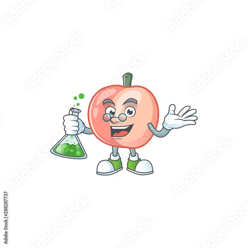 Professor peach character mascot for cute emoticon