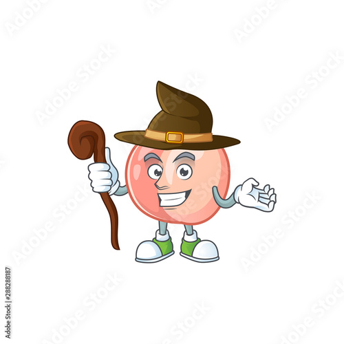 Witch whole peach cartoon for healthy fruit
