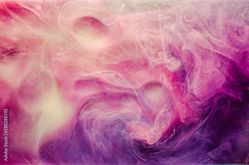 Mist flow background. Enchanted energy. White purple steam.