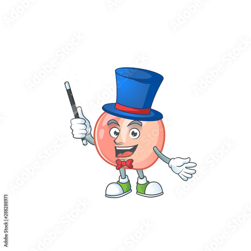 Magician fruit peach fresh character with mascot
