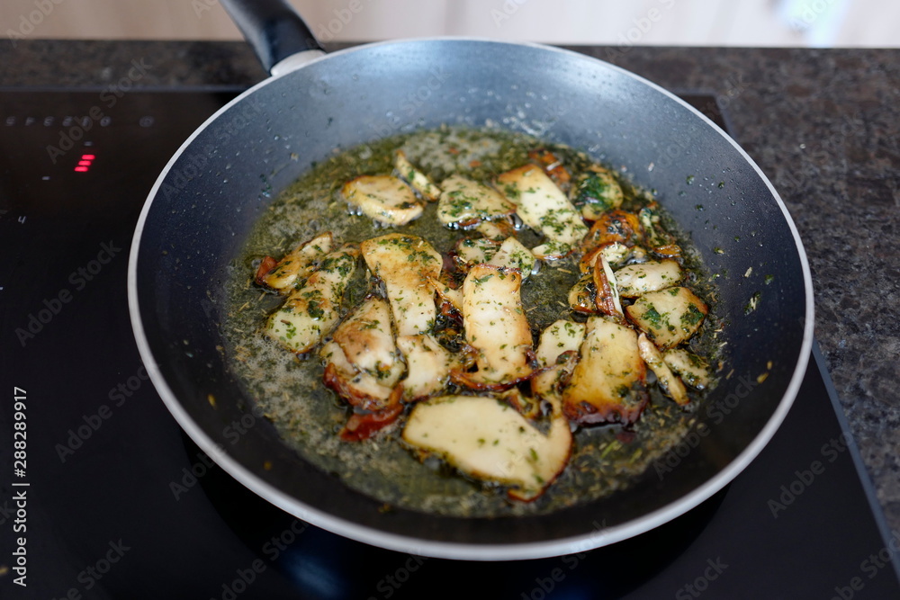 fresh cooking at home delicious roasted boletus edulis 