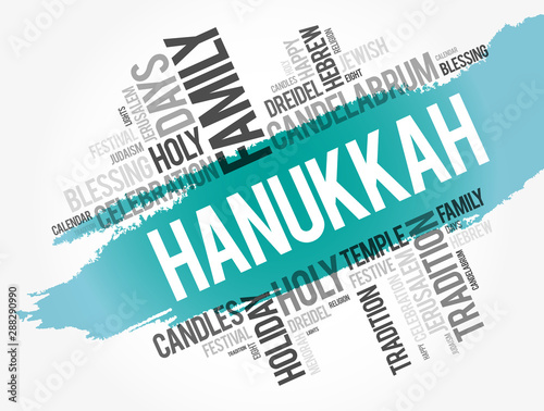 Hanukkah word cloud collage, holiday concept background photo