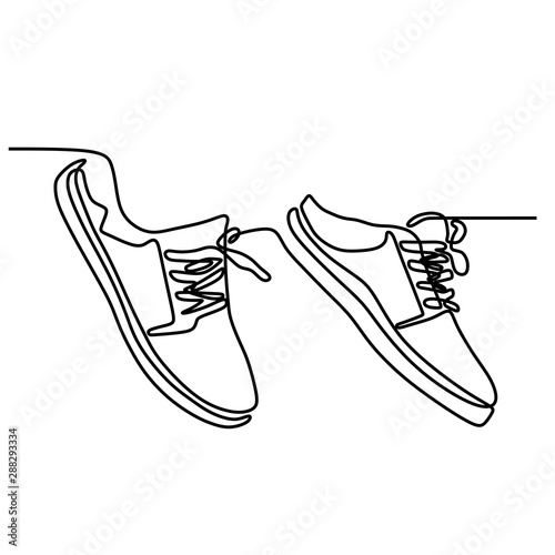 One line drawing of shoes m...