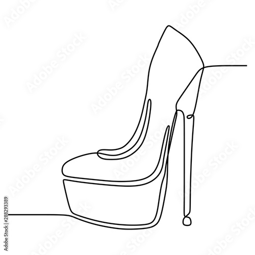 Continuous line drawing of highheels shoe for woman fashion isolated on white background vector illustration eps2