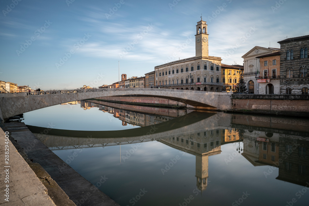 Fototapeta premium Pisa - Ponte di Mezzo - Arno