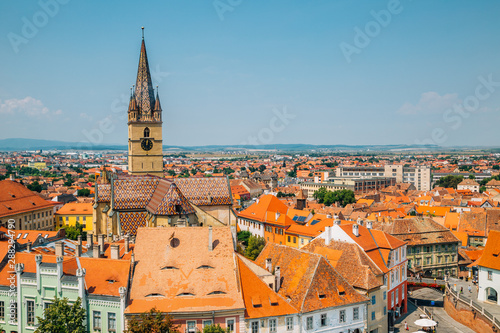 Wallpaper Mural Lutheran cathedral of saint mary and old town from Council Tower in Sibiu, Romania Torontodigital.ca