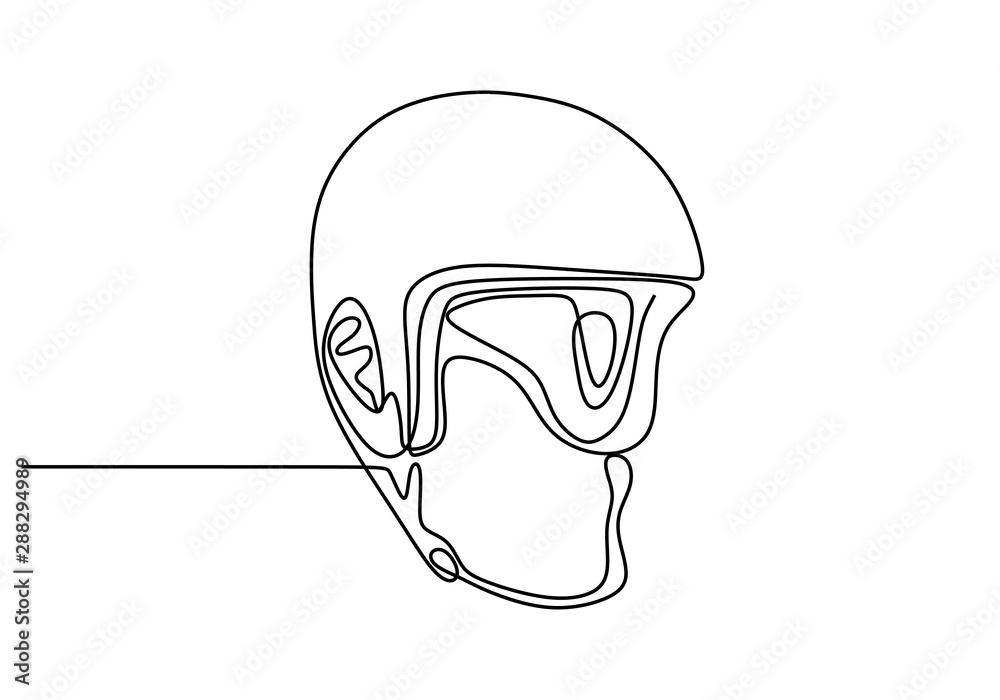 continuous line drawing of safety helmet for industrial company worker