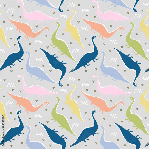Cute dino seamless pattern ...