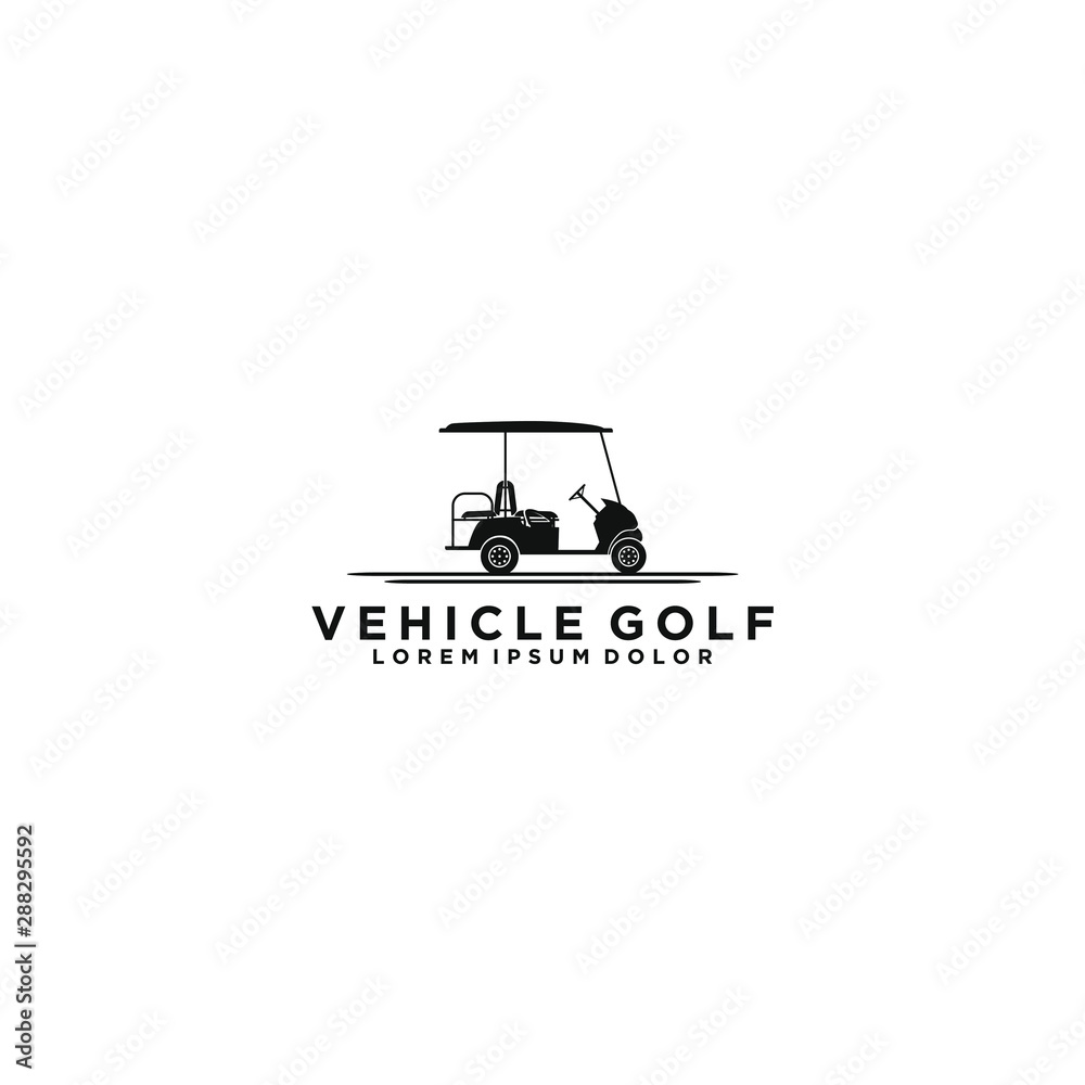 Llogo with the silhouette of a golf vehicle Llogo with the silhouette of a golf vehicle