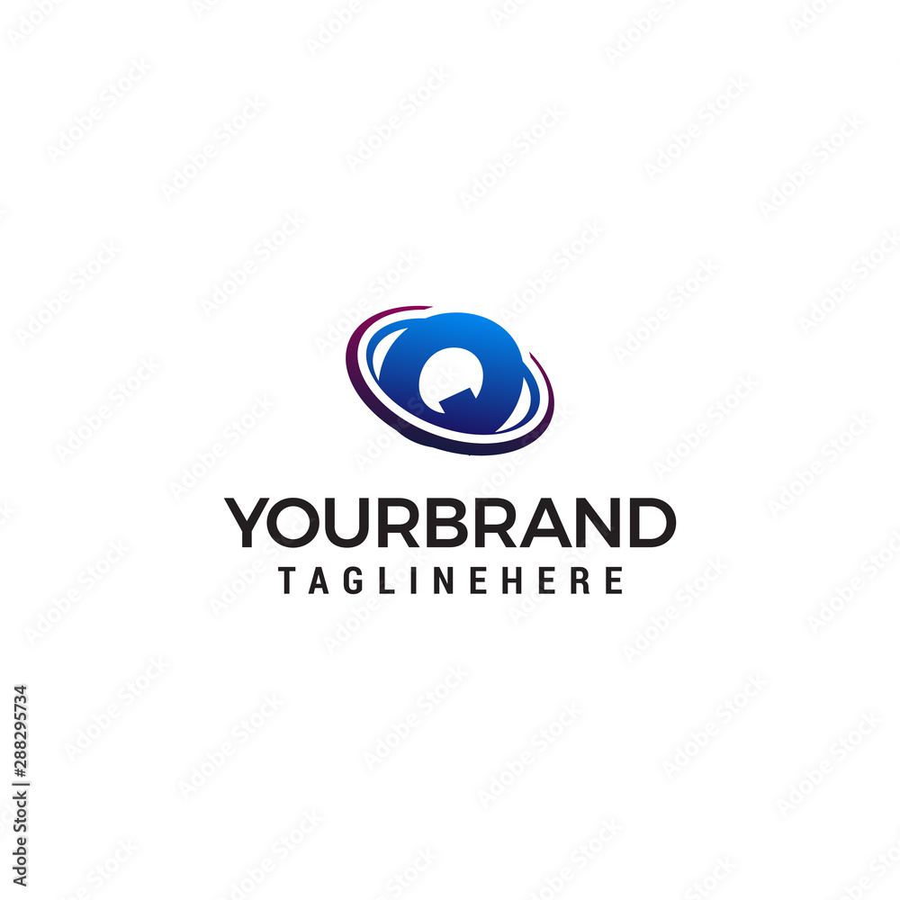Swoosh Letter Q technology logo concept template Swoosh Letter Q technology logo concept template