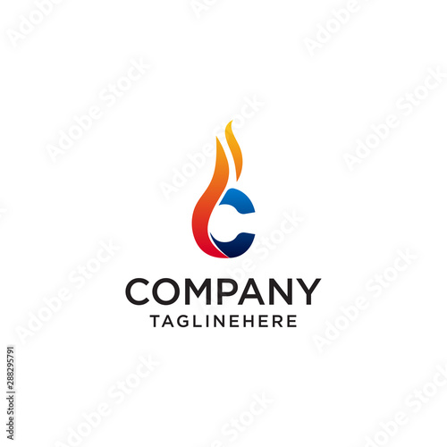 initial Letter C fire logo design. fire company logos, oil companies, mining companies, fire logos, marketing, corporate business logos. icon. vector