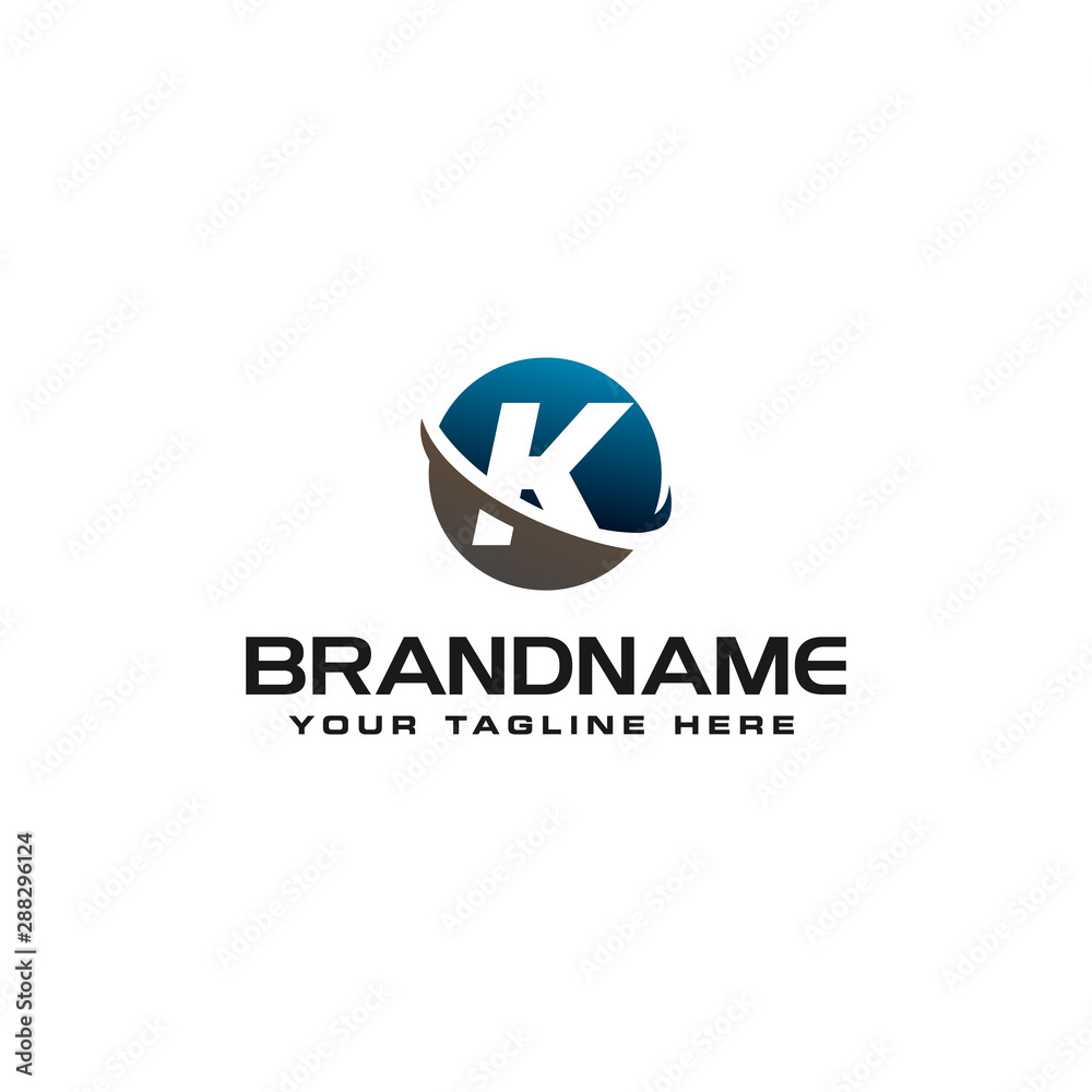 initial K technology swoosh company letter logo design vector icon template