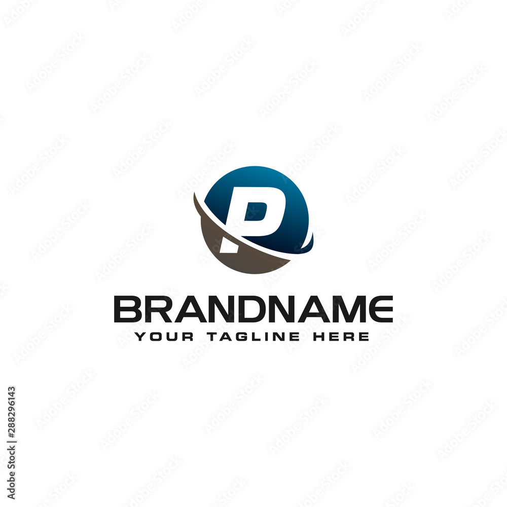 Obraz premium initial P technology swoosh company letter logo design vector icon template