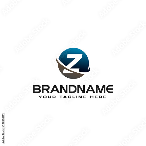 initial Z technology swoosh company letter logo design vector icon template