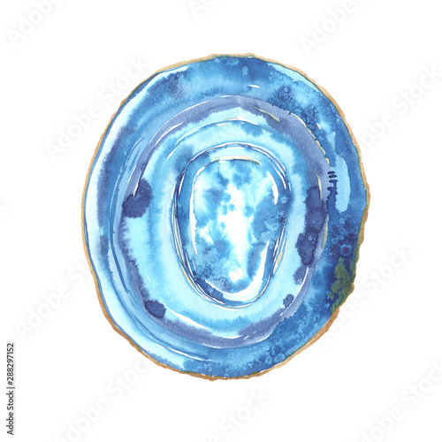 Watercolor Colorful agate slice isolated on white