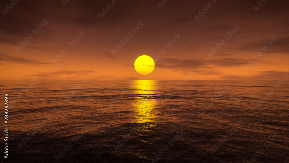 a sunset over the sea