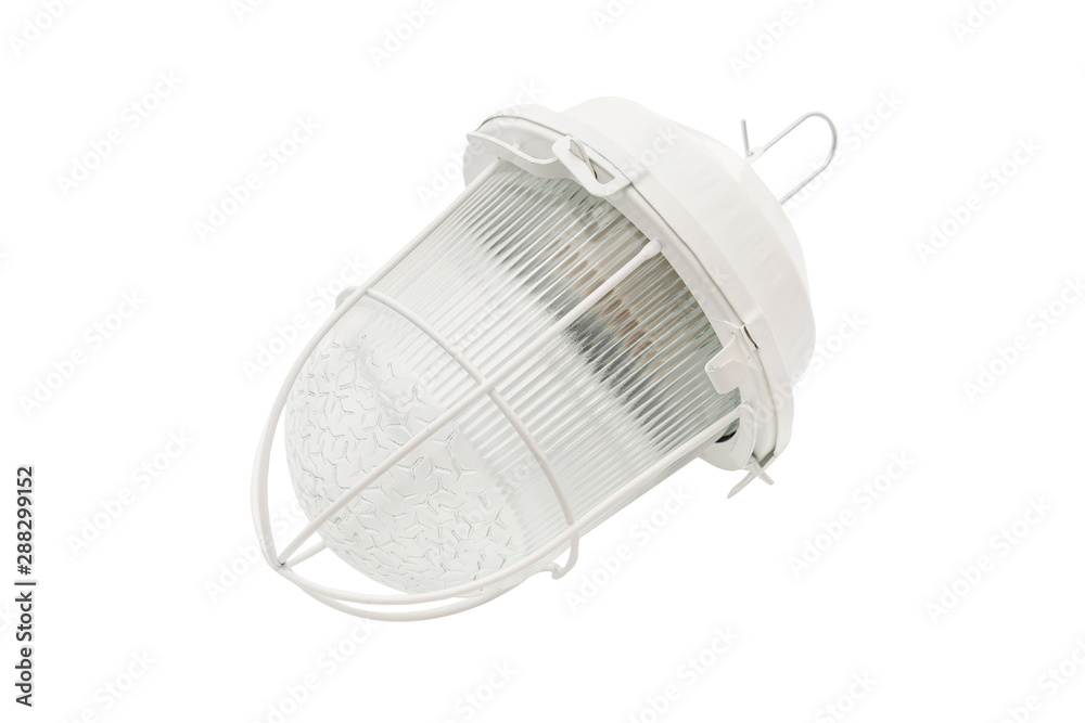 Closeup image of outdoor lantern lamp isolated at white background. Closeup image of outdoor lantern lamp isolated at white background.