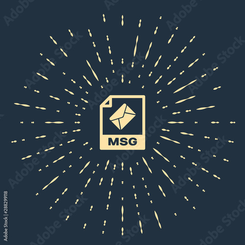 Beige MSG file document. Download msg button icon isolated on dark blue background. MSG file symbol. Abstract circle random dots. Vector Illustration