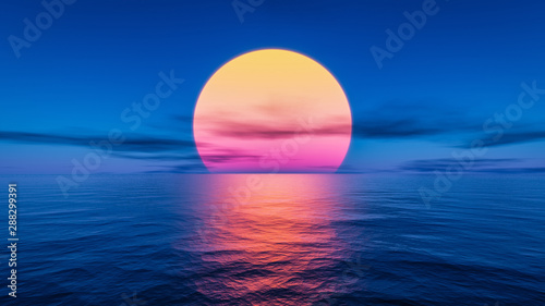 wspaniały zachód słońca nad oceanem