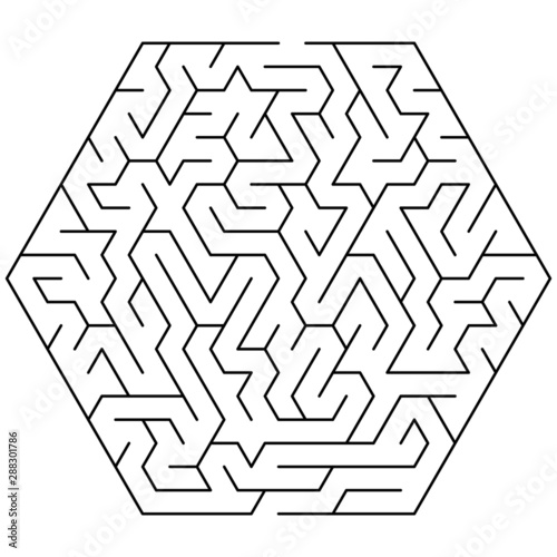 Maze / hexagon labyrinth with entry and exit.