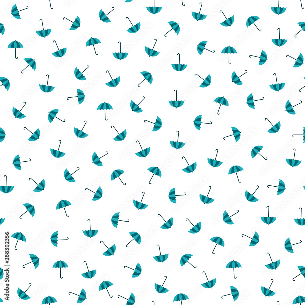 Seamless pattern with tiny blue umbrellas
