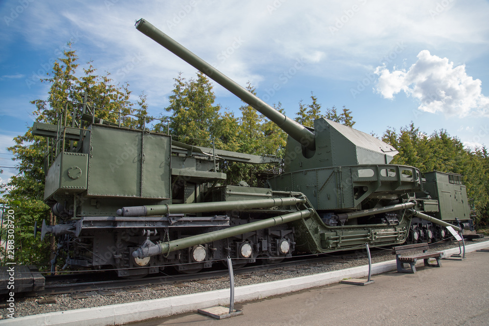 Railway artillery gun conveyor, USSR. Military equipment of the Second world war. Railway artillery gun conveyor, USSR. Military equipment of the Second world war.