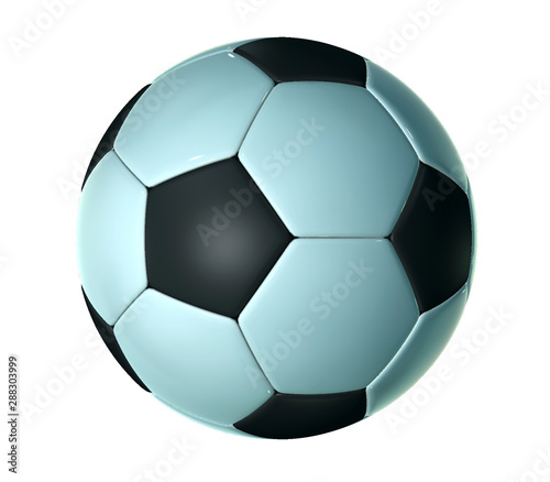 3d illustration. Glossy soccer ball isolated on white background.